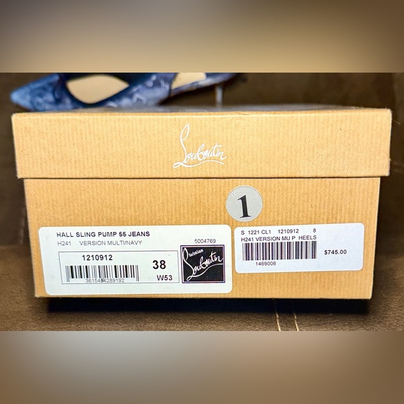 Christian Louboutin Denim Sling Pumps Kitten Heels LIKE NEW - Picture 10 of 10